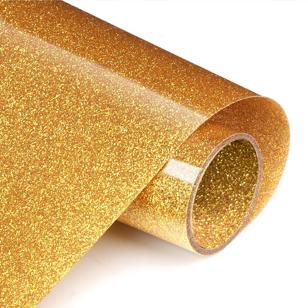 Glitter Gold HTV Glitter Heat Transfer Vinyl 12in.x 5ft Glitter HTV Vinyl Iron on Vinyl for Cricut T Shirts Heat Press (Golden Yellow)